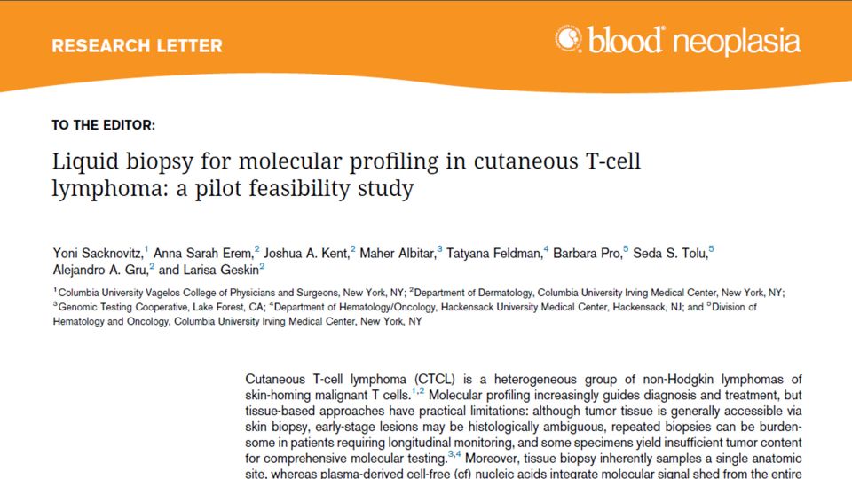 Liquid biopsy for molecular profiling in cutaneous T-cell
